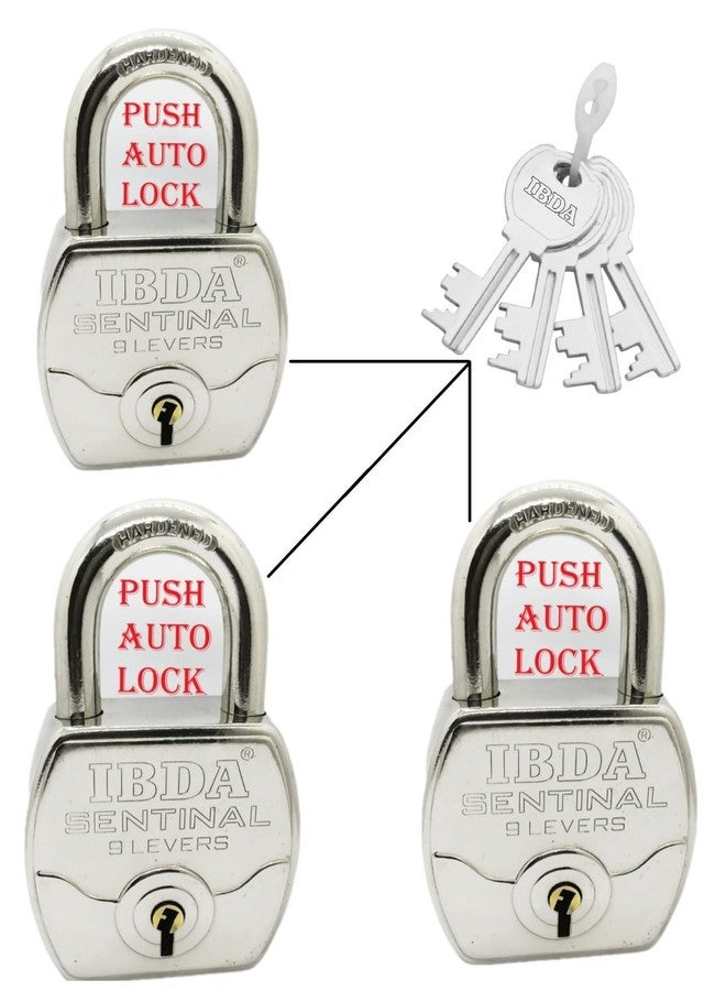 IBDA 3 Locks with Same Key | Multiple Locks with Single Key | Common Key Lock | Steel Body | Lock for Home, Shutter, gate, Door, Channel, Shop, Outdoor, Indoor | Same Key Lock Set of 3 with 4 Keys - Image 1